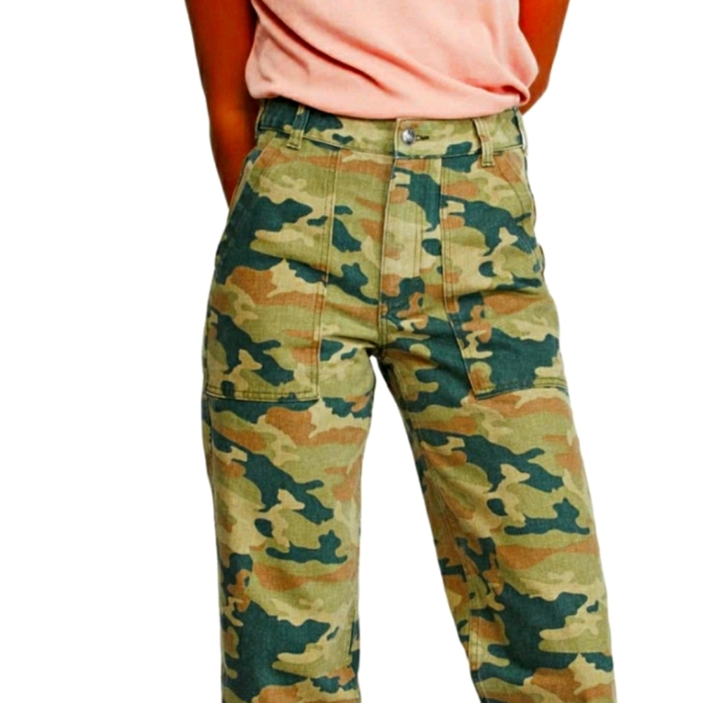 FREE PEOPLE High Waisted Camo Pant